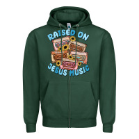 Sports Green raised on jesus music Zipper Hoodie - MaliasSmallBusiness