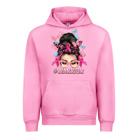 Fuchsia Pink Warrior Cancer messy bun Cancer Awareness Urban Hoodie - HowdyJamesFarm