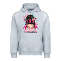 Heather Grey Warrior Cancer messy bun Cancer Awareness Urban Hoodie - HowdyJamesFarm