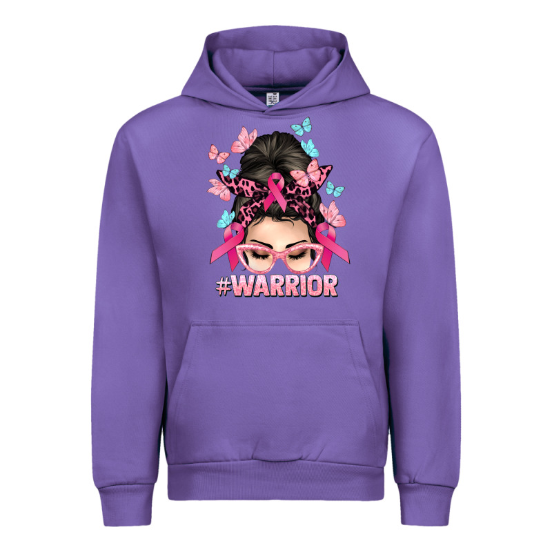 Warrior Cancer Messy Bun Cancer Awareness Urban Hoodie by HowdyJamesFarm | Teevron