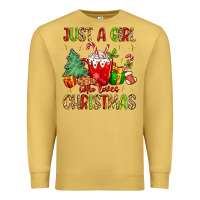 Antique Gold just a girl who loves christmas Premium Sweatshirt - MaliasSmallBusiness