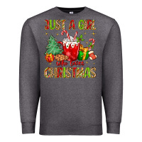 Charcoal Heather just a girl who loves christmas Premium Sweatshirt - MaliasSmallBusiness