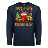 Navy just a girl who loves christmas Premium Sweatshirt - MaliasSmallBusiness