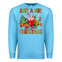 Ocean Blue just a girl who loves christmas Premium Sweatshirt - MaliasSmallBusiness