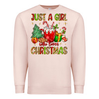 Pale Pink just a girl who loves christmas Premium Sweatshirt - MaliasSmallBusiness