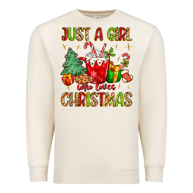 Just A Girl Who Loves Christmas Premium Sweatshirt by MaliasSmallBusiness | Teevron