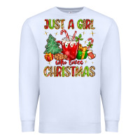 White just a girl who loves christmas Premium Sweatshirt - MaliasSmallBusiness