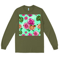 Army Green floral background Long Sleeve Tee - BundleAndBundleShop