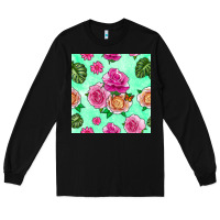 Black floral background Long Sleeve Tee - BundleAndBundleShop