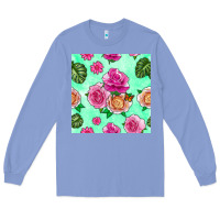 Colony Blue floral background Long Sleeve Tee - BundleAndBundleShop