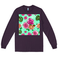 Plum floral background Long Sleeve Tee - BundleAndBundleShop