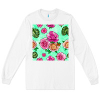 White floral background Long Sleeve Tee - BundleAndBundleShop