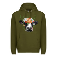 Army Green holstein cow head Premium Hoodie - BarkalooDesign