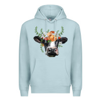 Blue Mist holstein cow head Premium Hoodie - BarkalooDesign