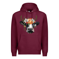 Burgundy holstein cow head Premium Hoodie - BarkalooDesign