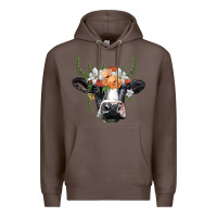 Coffee holstein cow head Premium Hoodie - BarkalooDesign