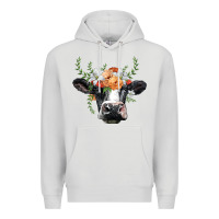 Dove Grey holstein cow head Premium Hoodie - BarkalooDesign