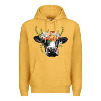 Mustard holstein cow head Premium Hoodie - BarkalooDesign