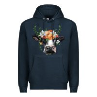 Navy holstein cow head Premium Hoodie - BarkalooDesign