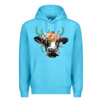 Ocean Blue holstein cow head Premium Hoodie - BarkalooDesign