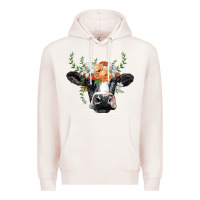 Pale Pink holstein cow head Premium Hoodie - BarkalooDesign