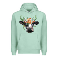 Seafoam holstein cow head Premium Hoodie - BarkalooDesign