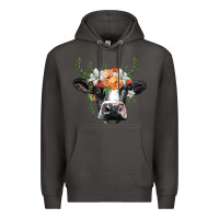 Smoke holstein cow head Premium Hoodie - BarkalooDesign