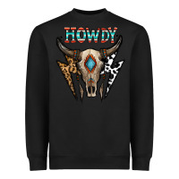 Black howdy boho skull Heavyweight Sweatshirt - CowhideDigitalArt