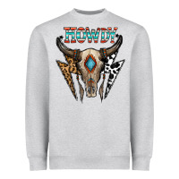 Heather Grey howdy boho skull Heavyweight Sweatshirt - CowhideDigitalArt