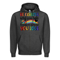 Charcoal Heather be careful who you hate Zipper Hoodie - MaliasSmallBusiness