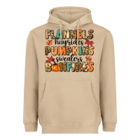 Flannels Hayrides Pumpkinsbonfires Heavyweight Hoodie | Teevron