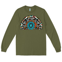 Army Green western turquoise aztec cowhide serape  rainbows Long Sleeve Tee - AdoDesignShop