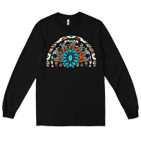 Black western turquoise aztec cowhide serape  rainbows Long Sleeve Tee - AdoDesignShop