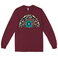 Burgundy western turquoise aztec cowhide serape  rainbows Long Sleeve Tee - AdoDesignShop