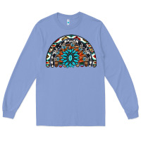 Colony Blue western turquoise aztec cowhide serape  rainbows Long Sleeve Tee - AdoDesignShop