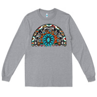 Heather Grey western turquoise aztec cowhide serape  rainbows Long Sleeve Tee - AdoDesignShop