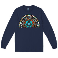 Navy western turquoise aztec cowhide serape  rainbows Long Sleeve Tee - AdoDesignShop