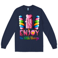 Navy enjoy the little things Long Sleeve Tee - AdoDesignShop