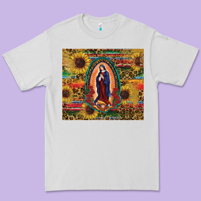Sunflower Serape Lady Of Guadalupe Premium Tee Designed By Ranaportraitstore