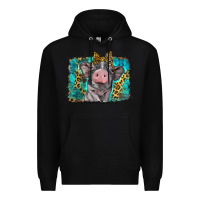 Black baby pig with leopard background Premium Hoodie - BarkalooDesign