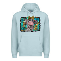 Blue Mist baby pig with leopard background Premium Hoodie - BarkalooDesign