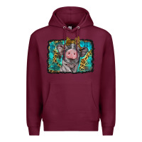Burgundy baby pig with leopard background Premium Hoodie - BarkalooDesign