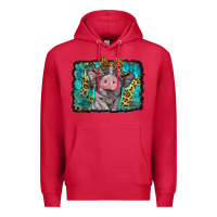Cardinal baby pig with leopard background Premium Hoodie - BarkalooDesign