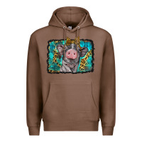 Chestnut baby pig with leopard background Premium Hoodie - BarkalooDesign