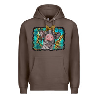 Coffee baby pig with leopard background Premium Hoodie - BarkalooDesign