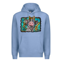 Colony Blue baby pig with leopard background Premium Hoodie - BarkalooDesign