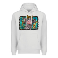 Dove Grey baby pig with leopard background Premium Hoodie - BarkalooDesign