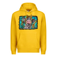 Lemon baby pig with leopard background Premium Hoodie - BarkalooDesign