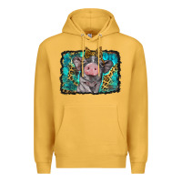 Mustard baby pig with leopard background Premium Hoodie - BarkalooDesign