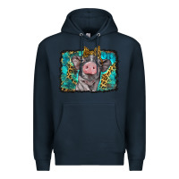Navy baby pig with leopard background Premium Hoodie - BarkalooDesign